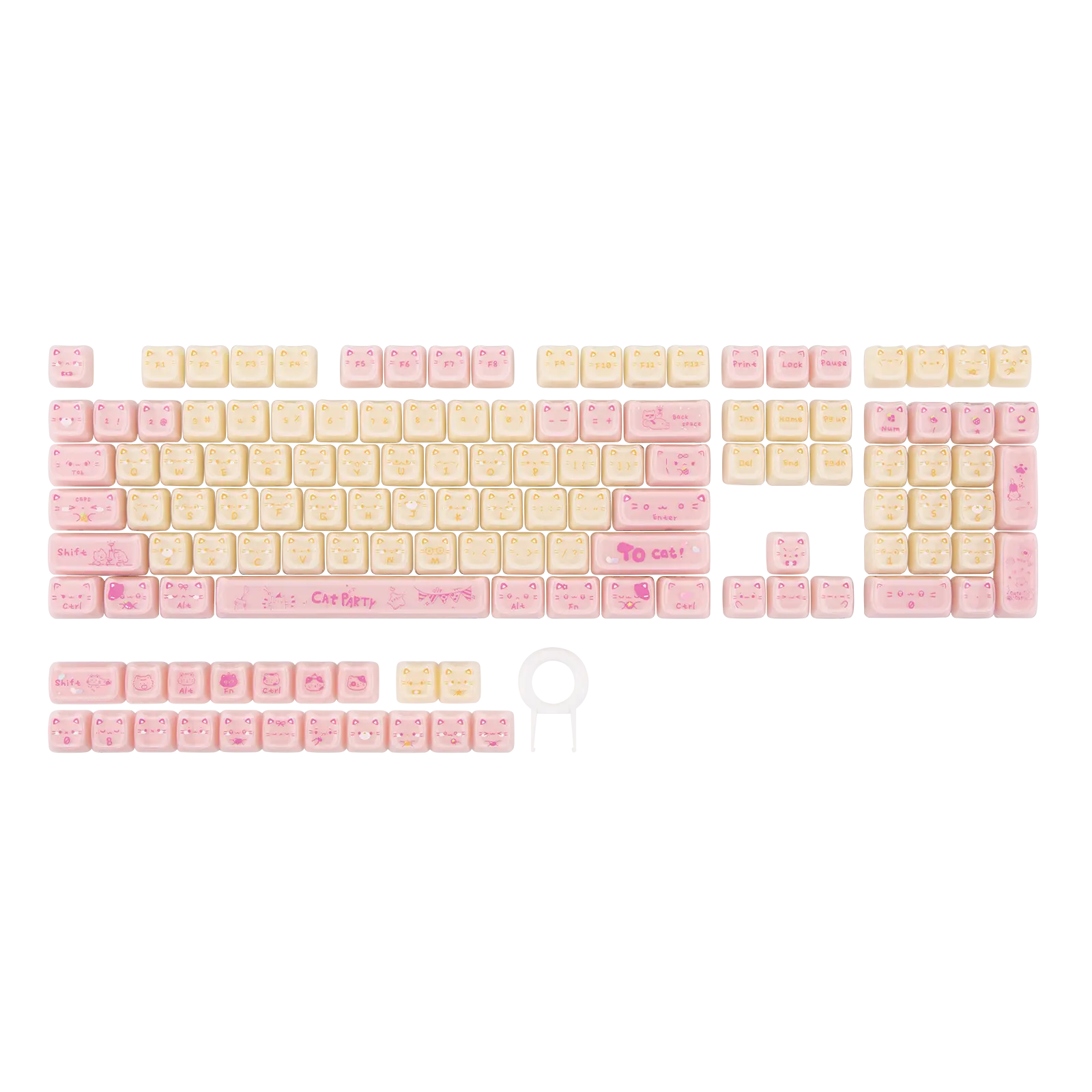 EPOMAKER JellyPaw 128-Key Kawaii Cat Jelly Keycaps Set, MAO Profile ABS+PC Non-Shine-Through, MX Switch Compatible for 60%-Full Size Mechanical Gaming Keyboards