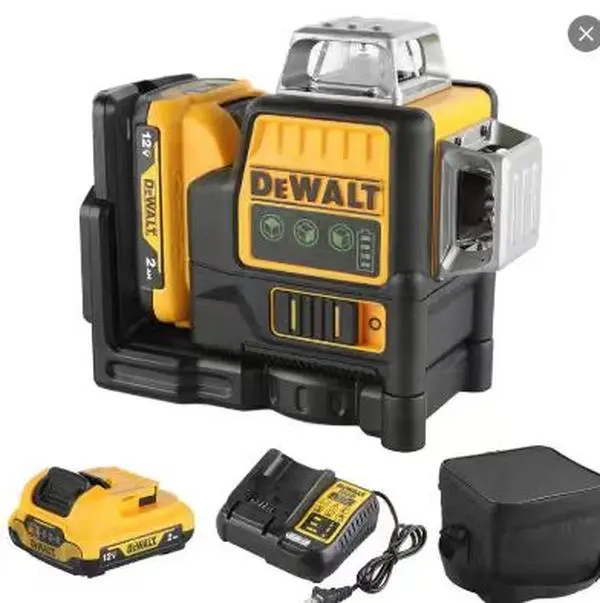 Dewalt DW089LG 12V Portable Laser Level, 12-Line 3-Side 360-Degree Vertical Self-Levelling Green Professional Grade Tool with 12V Power Supply for Precise Measurements
