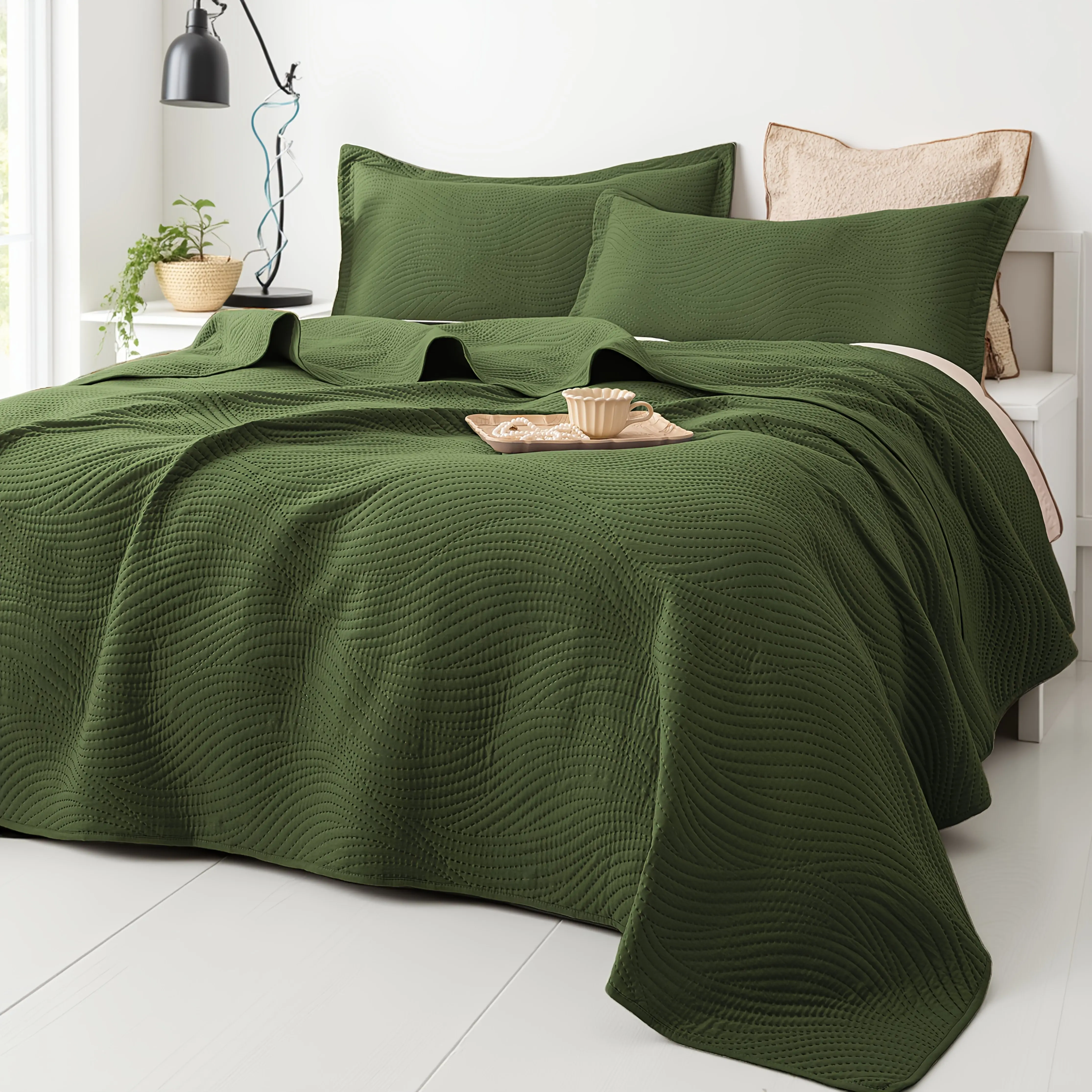 XAKING Classic Contemporary Clean Look Multi-Size Bedding Set - Lightweight, Soft, Breathable, Durable, Fade-Resistant Ultrasonic Solid Plain All-Seasons Comforter, Pillowcases & Duvet Cover for Bedroom Decor, Cozy Setup