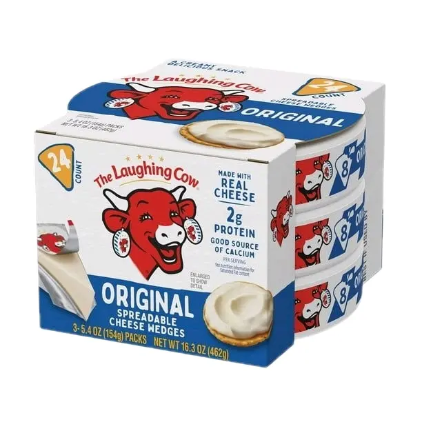 The Laughing Cow Original Cholesterol-Free 16.3 oz Cheddar-Flavored Cheese Pack, 24-Count Refrigerated Dairy Food with 6 Months Shelf Life for Baking Uses