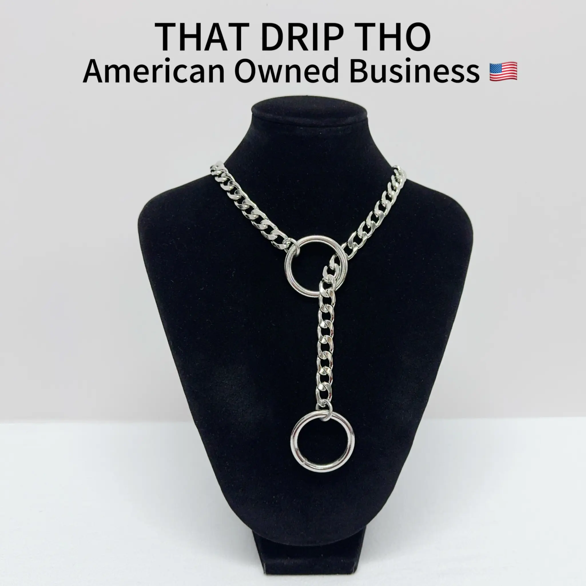 ThatDripTho Double O-Ring Slip Chain Choker Necklace - Durable Adjustable Choker for Couples, GF, BF, Unisex, Multi-Functional Accessory for Daily Wear