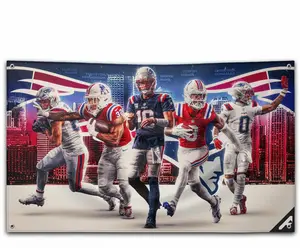 New EngIand Patriot Football Fan Stadium Banner, Red White Blue Sports Team Flag, Outdoor Game Day Decor