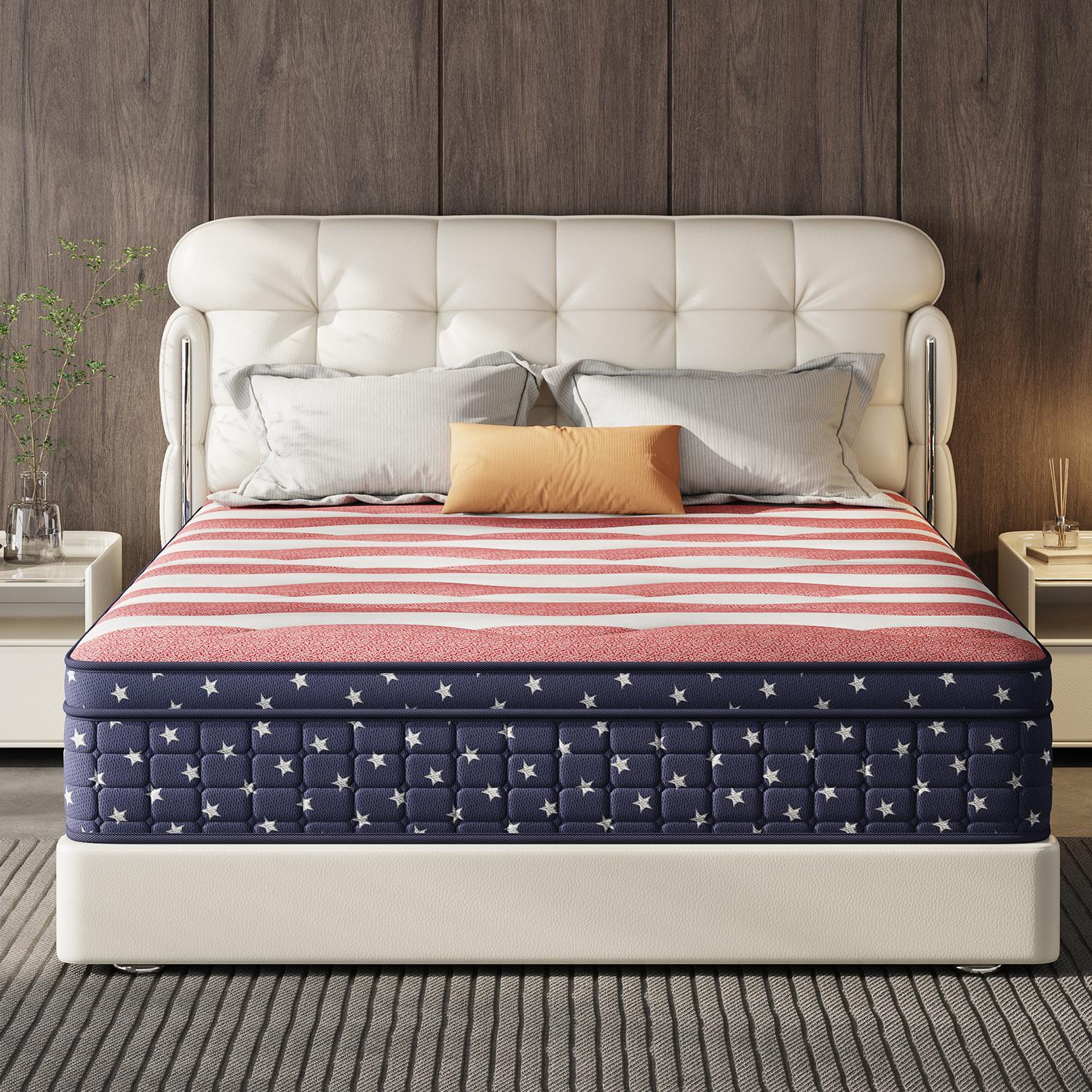 【evlwzl】10/12 Inch Twin, Full, Queen, King Mattress Memory Foam And Spring, Hybrid MattressMedium Firmness, Lumbar Support, For Home Rooms Hotels, Boxed Halloween ChristmasGift Furniture Ergonomic queen size mattress Interior Modern