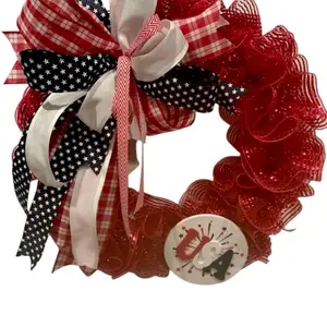 Patriotic Red Deco Mesh Wreath,4th of July Front Door Wreah, USA wreath,Red White Blue Wreath, Memorial Day Wreath, Summer wreath