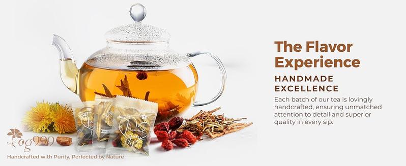 Liver and Kidney Cleanse Tea - a Natural Hand-picked dandelion, cassia, wolfberry, licorice, gardenia, chrysanthemum Organic Herbs, Edible corn fiber tea bags, Beverage Natural