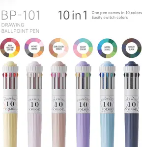 NOLUCK 6Pcs 10-in-1 Multicolor Ballpoint Pens – 0.8mm Tip Retractable, 10 Colors in 1 Pen, Smooth Writing & Doodling, Ideal for Students, School, Creative Projects, Office Supplies, Adult Coloring ,eightbit pen