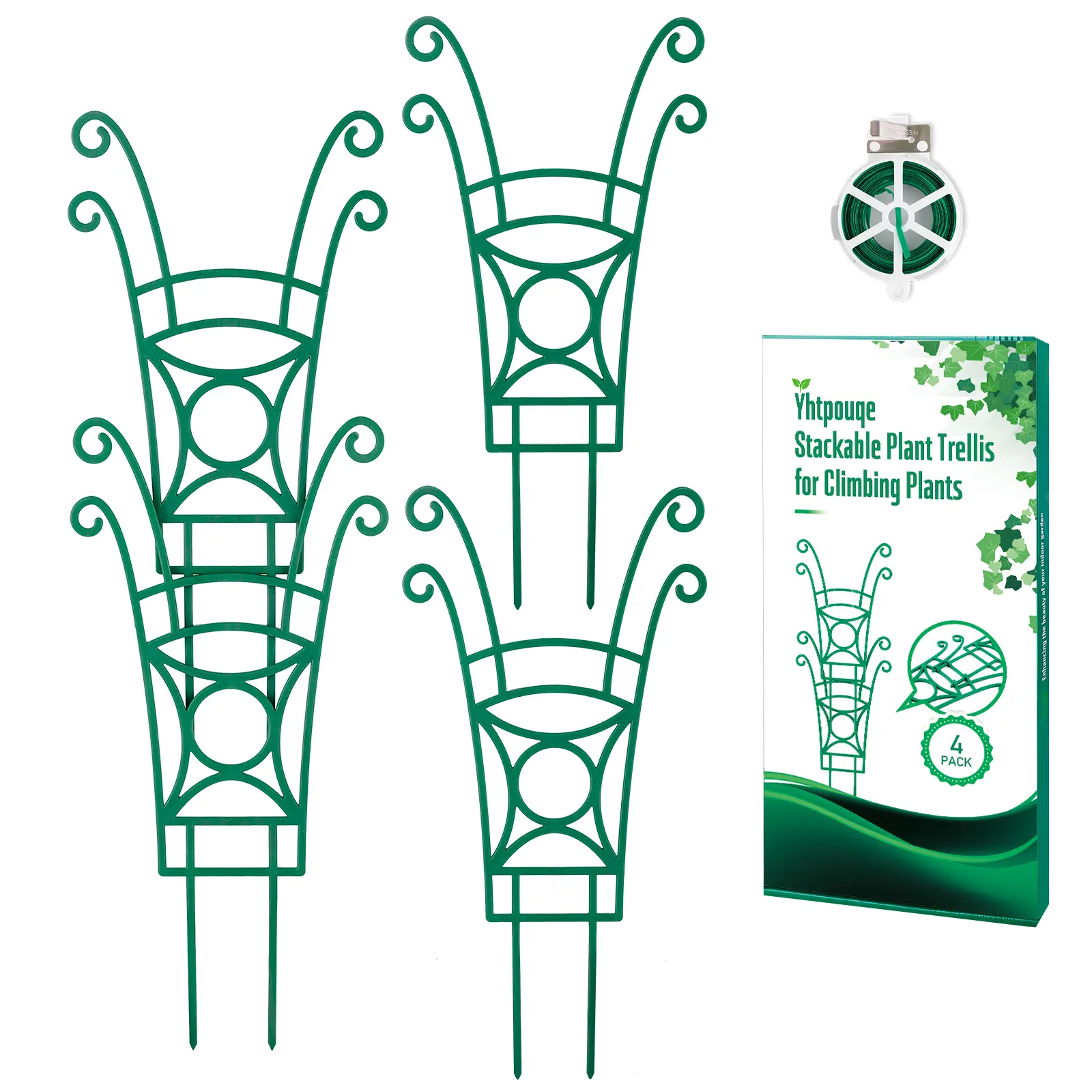 Yhtpouqe Stackable Plant Trellis for Climbing Plants, Indoor/Outdoor Garden Trellis, Plant Support for Vine Ivy Hoya & Houseplants Flower