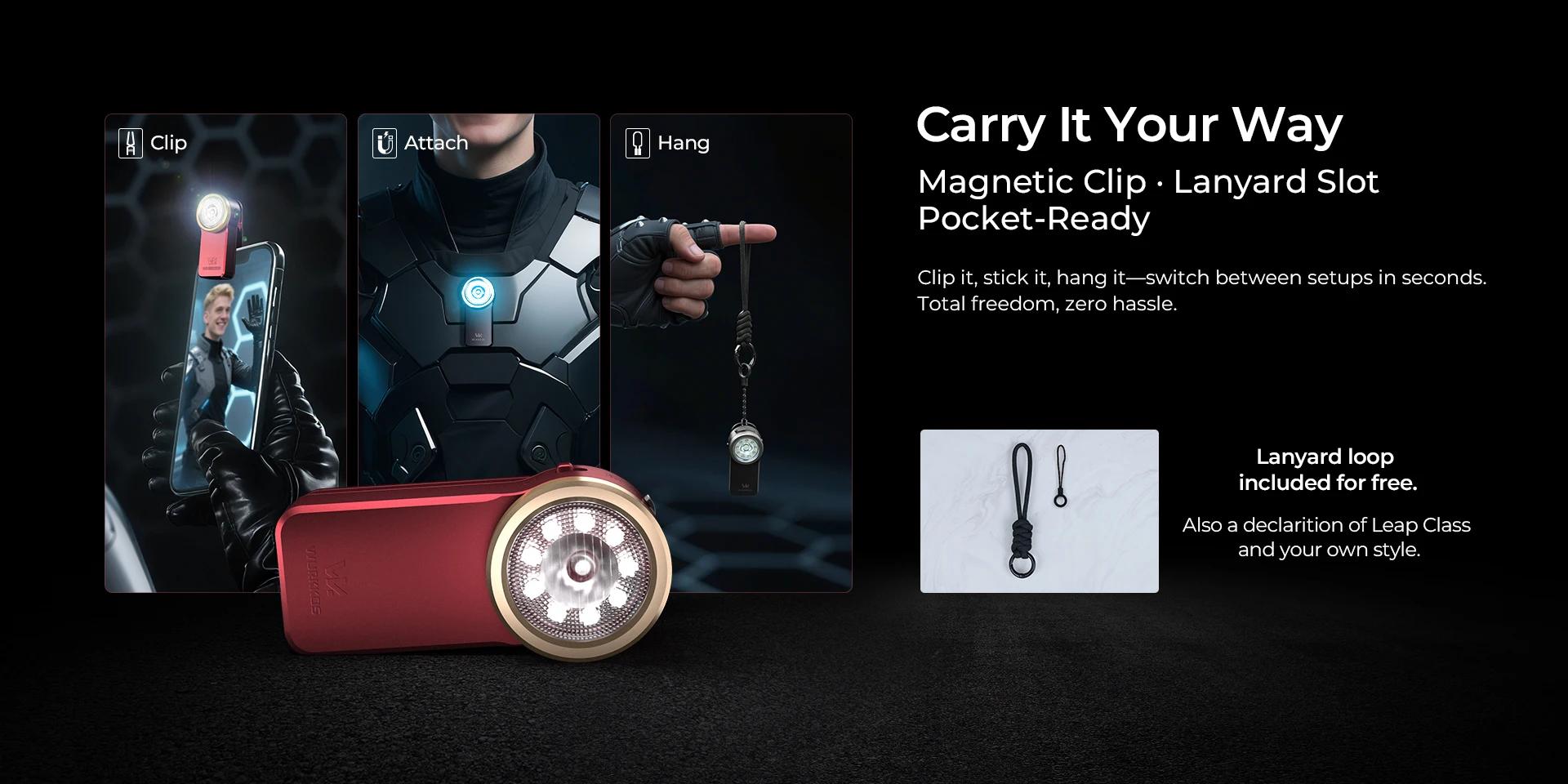 Wurkkos HD03 High-Strength Magnetic Clip-on Work Light | 95% High CRI Illumination 680 Lumen Dual Light Source | USB-C | IPX6 Waterproof and Dustproof | Multi-functional mini Flashlight for Machinery/Repair/Camping