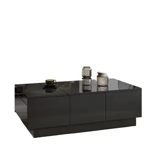 Modern High Gloss Coffee Table with Hidden Storage & Sliding Top – Contemporary Living Room Center Table