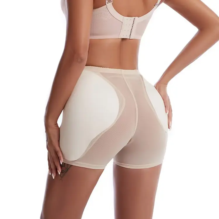 Women's Soft Seamless High-Waist Padded Shapewear Shorts - Mesh, Breathable Mesh, Curve-Defining Tummy Control, Invisible Seams, Butt Lifter, Hip Enhancer, Ultra Stretchy, Removable Pad, Body Slimming for Everyday, Wedding Use, Standard Sizes