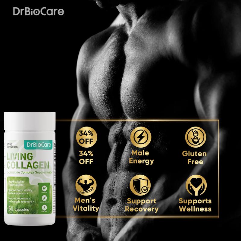 【Advanced Series】DrBioCare Living Collagen – Natural & Gentle – Supports Male Energy, Circulation & Wellness – 60 Capsules