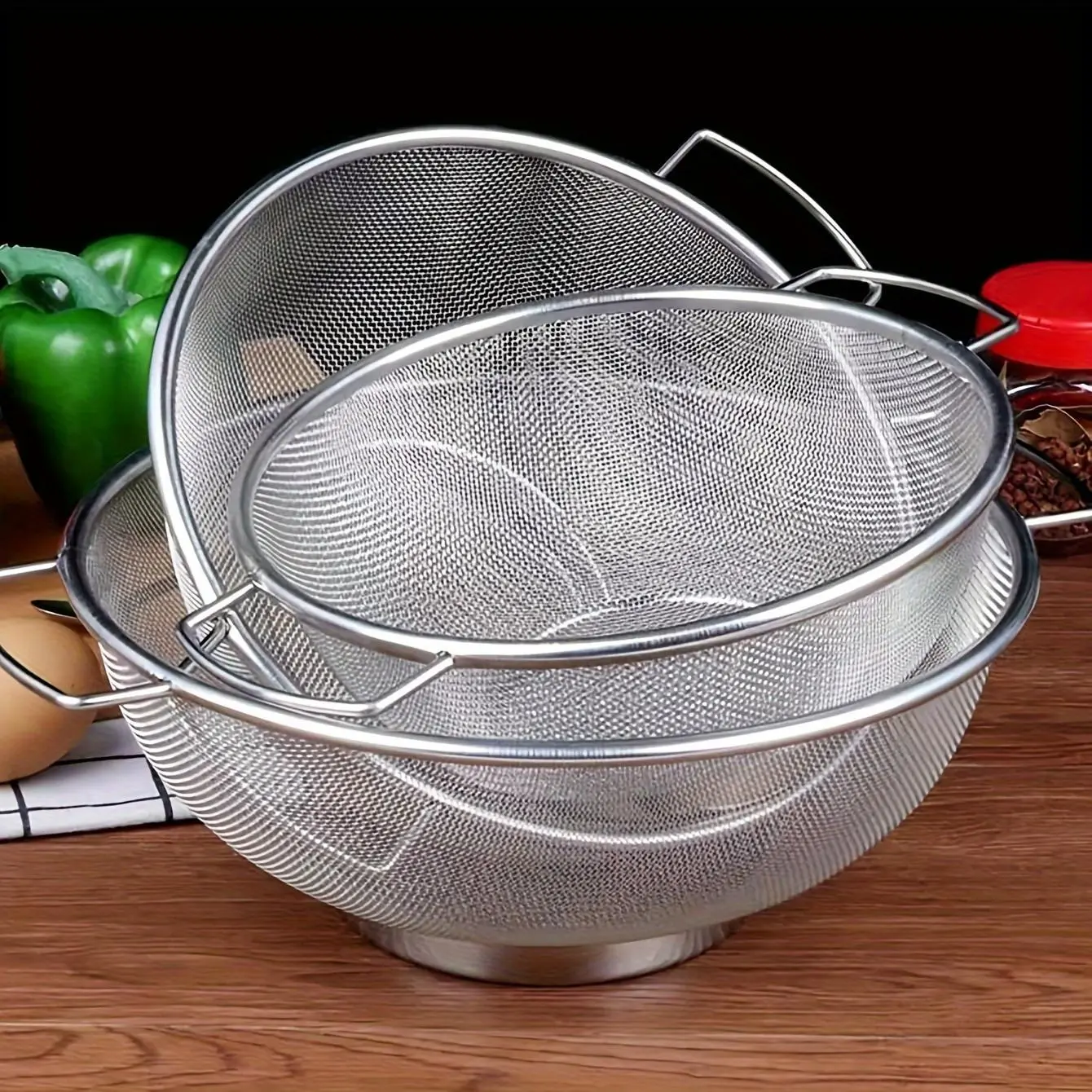 Stainless Steel Food Drain Basket, 3 Counts/set Metal Colander with Handle, Modern Colander Strainer for Pasta, Salad, Vegetable and Fruit, Kitchen Accessories, Kitchenware