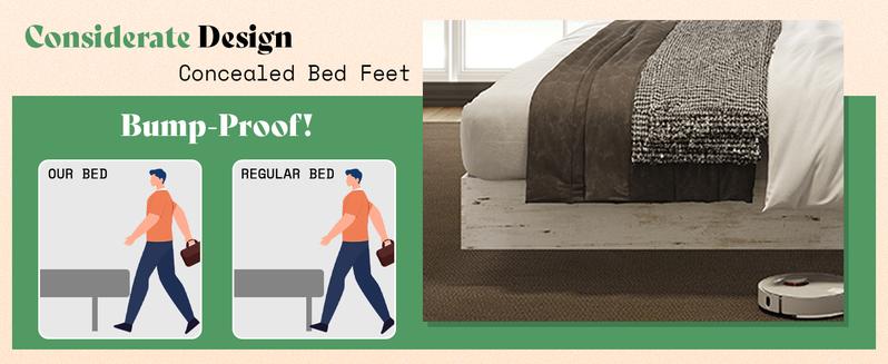 AMERLIFE Farmhouse Floating Bed Frame with Reclined Headboard, Platform Bed with LED Light, No Box Spring Needed/Unique Bedroom Furniture/Best Gift Ideas/Christmas Gifts AMERLIFE Farmhouse Floating Bed Frame with Reclined Headboard, Platform Bed with LED Light, No Box Spring Needed/Unique Bedroom Furniture/Best Gift Ideas/Christmas Gifts