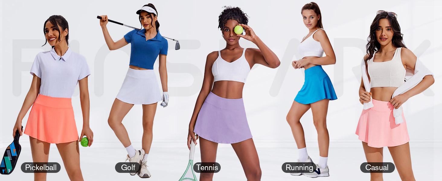 PINSPARK Tennis Skirt Womens Pleated Skort Lightweight Mini Active Skirts Golf Appeal with Pocket,Coral Large springtok OutdoorFun Sporty Wide Waistband Comfortable Inner Lining Dominate The Court Independence Day