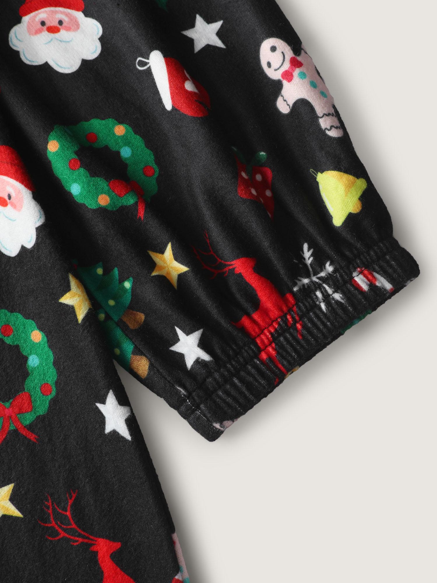 BLOOMCHIC Holiday Spirit Pockets Hooded Sleep Jumpsuit - Christmas Print, Extra Long Sleeve, Multicolor, Regular Fit, Zipper Closure, Loungewear & Nightwear for Women overalls 2 Spring Break Gift For Easter's Day Mother's Day