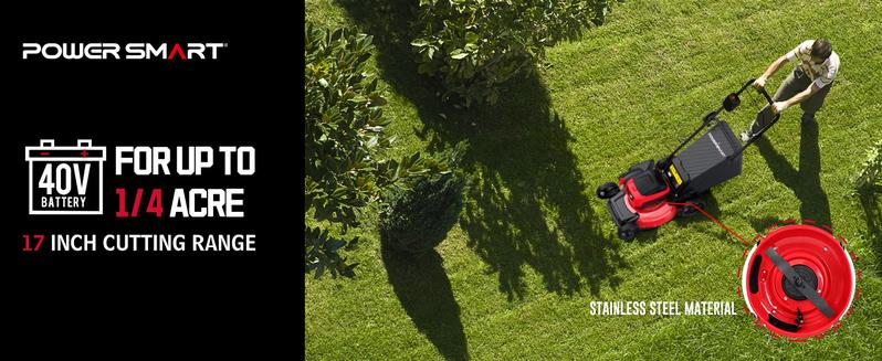 PowerSmart 40V 17" Cordless Lawn Mower, 3-in-1 Brushless Push Lawn Mower with 4.0 Ah Battery and Charger(MB2417A)