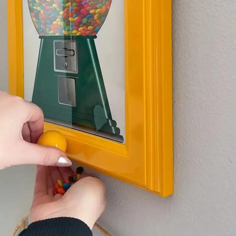 A Square Photo Frame Designed To Be Hung on The Wall, Equipped with A Candy Dispenser, Is Perfect for Displaying Photos While Making It Convenient To Get Candies, Nuts and Pet Snacks, Home Decor Accessory