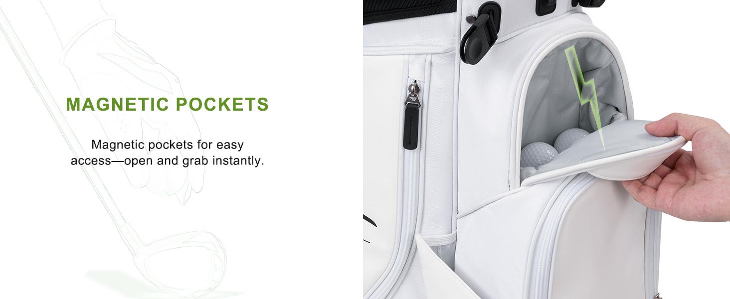 UNIHIMAl Lightweight Golf Stand Bag with 5 Way Full-Length Dividers, Semi-Concealed Stand, Folding Base, Adjustable Dual Straps and 8 Pockets White