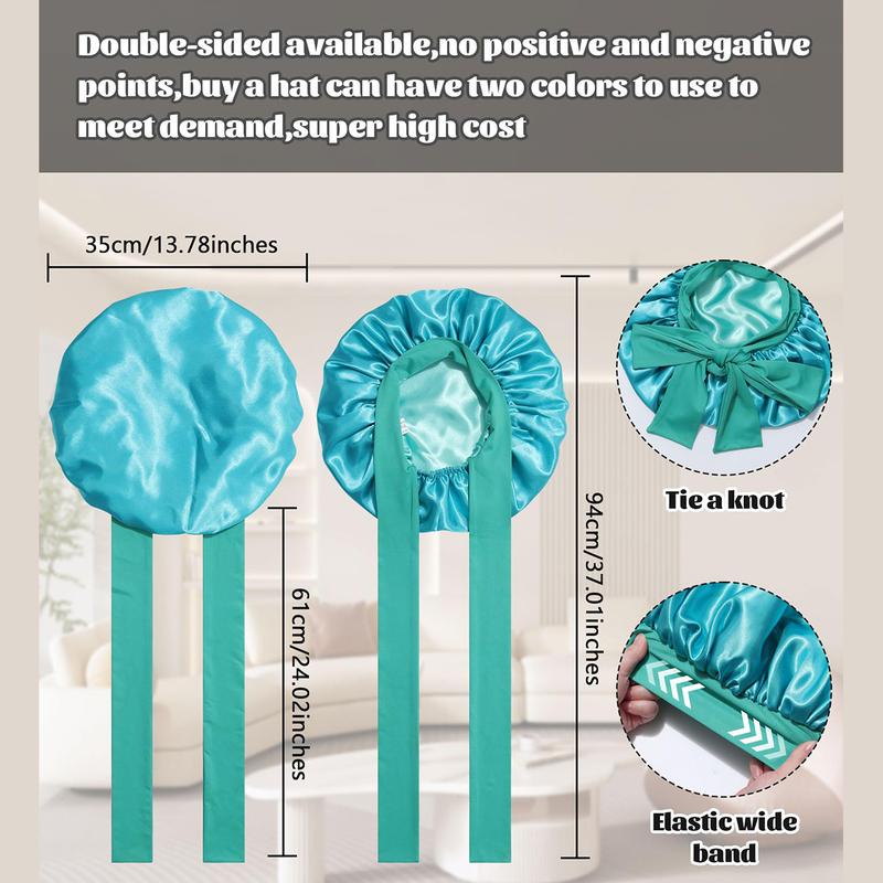 AWAYTR Double Layer Satin Bonnet Silk Feeling Bonnets Stars and Moon Printing Night Cap for Sleeping with Elastic Tie Band Versatile for All Hairstyles TikTokShopBlackFriday