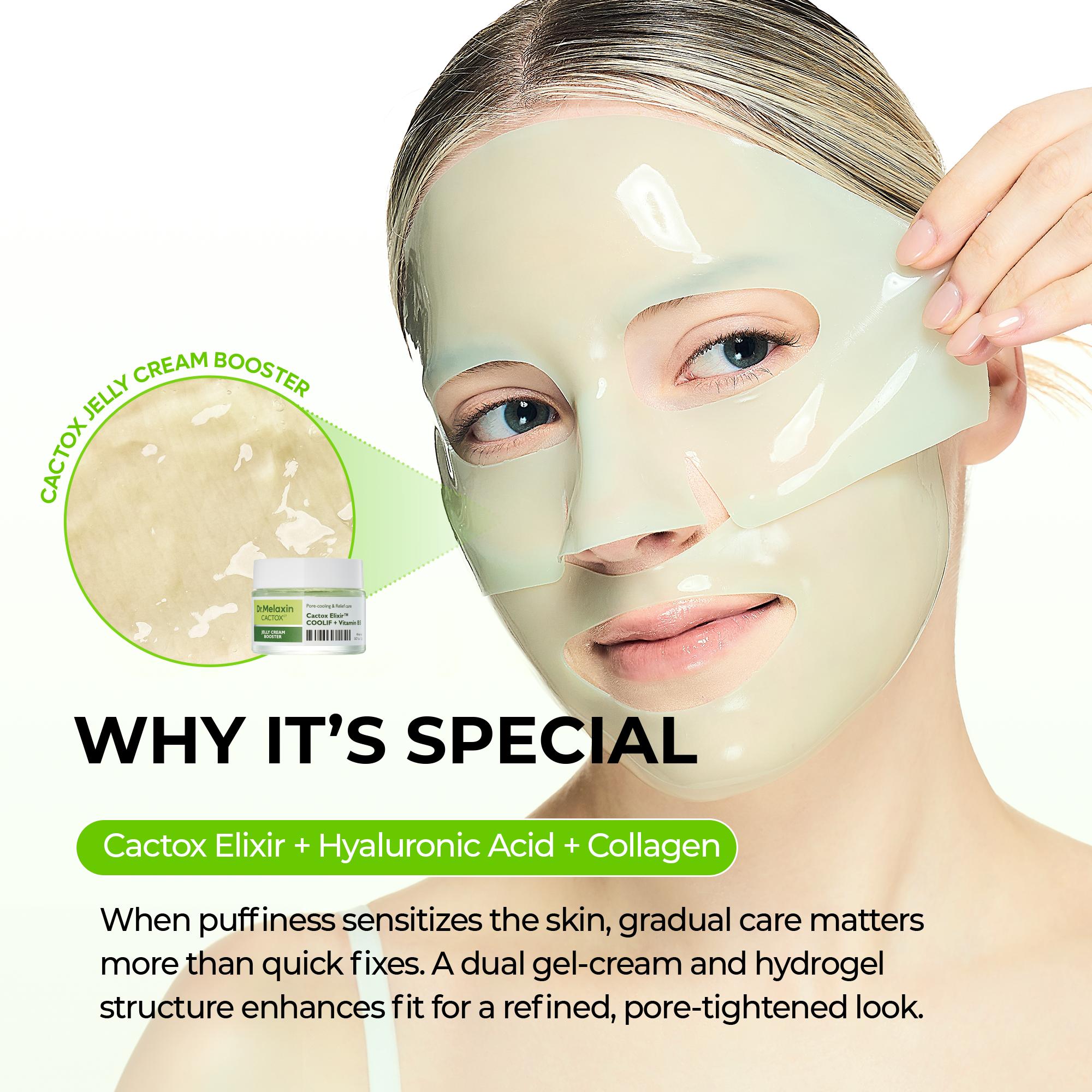 [Dr.Melaxin Official] CACTOX DE-PUFFING PORE TOX GEL MASK 4EA with Cactus Cooling Reduce Puffiness & Pore Tightening for Visible Pore Care Skin Repair