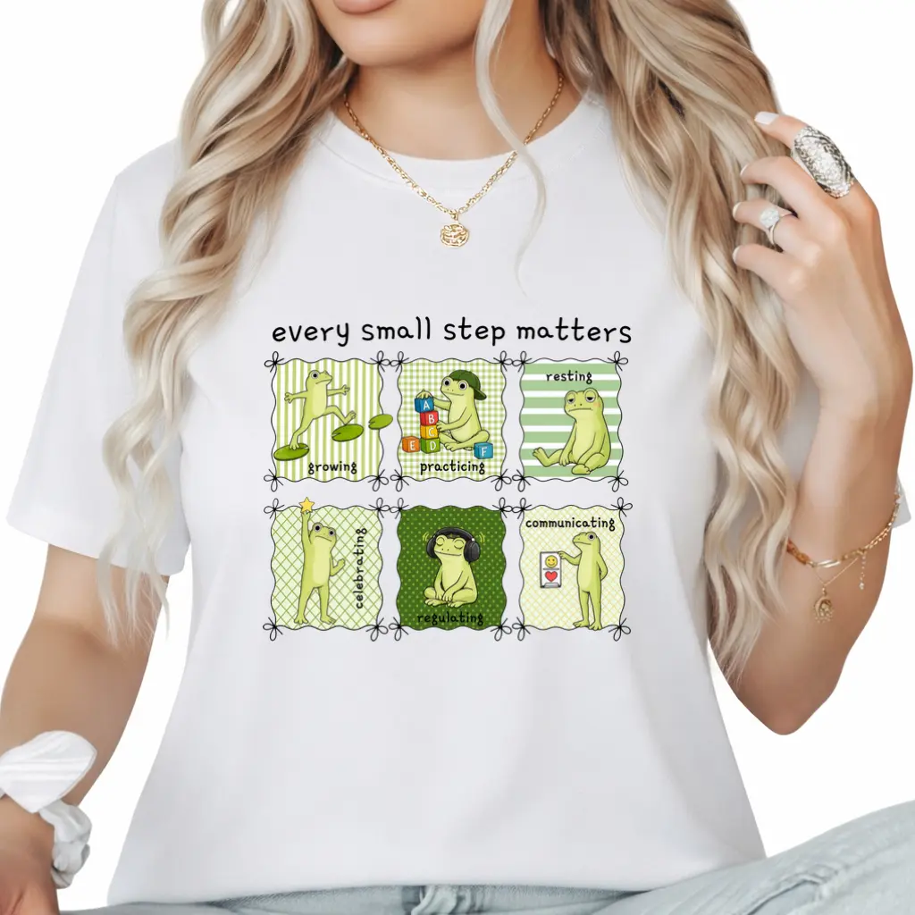 Every Small Step Matters Special Education T-Shirt, School Psychologist Gift, SPED Teacher Tshirt, Frog Learning Shirt, Mental Health Counselor Tee, Teacher Appreciation Gift for Women & Men