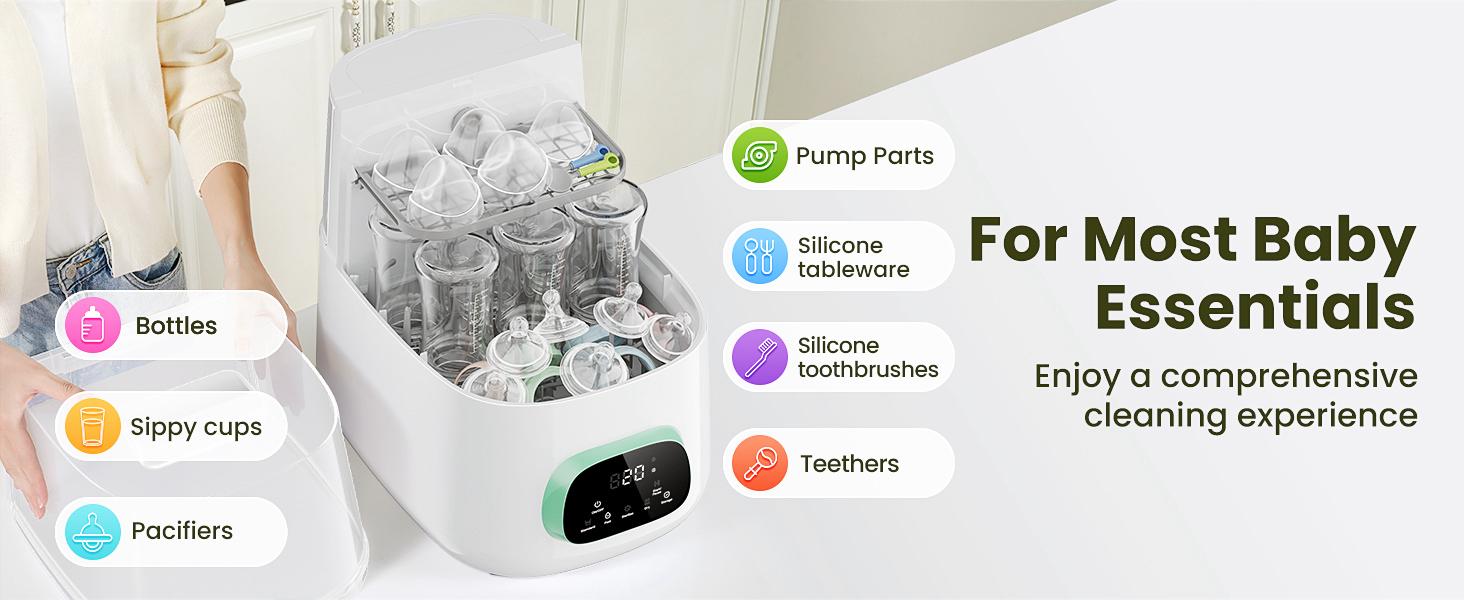 Baby Bottle Washer,Sterilizer And Dryer,Effortless All-in-One Cleaning Mashine,Large Capacity for Bottles,Pump Parts & Baby Essentials, Free Your Hands And Save Time