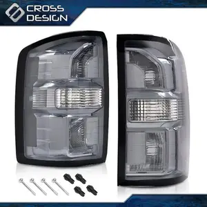 CROSSDESIGN Smoke Tail Light Lamp Assembly Pair Left Right Fit For 2016-2019 GMC Sierra 2500