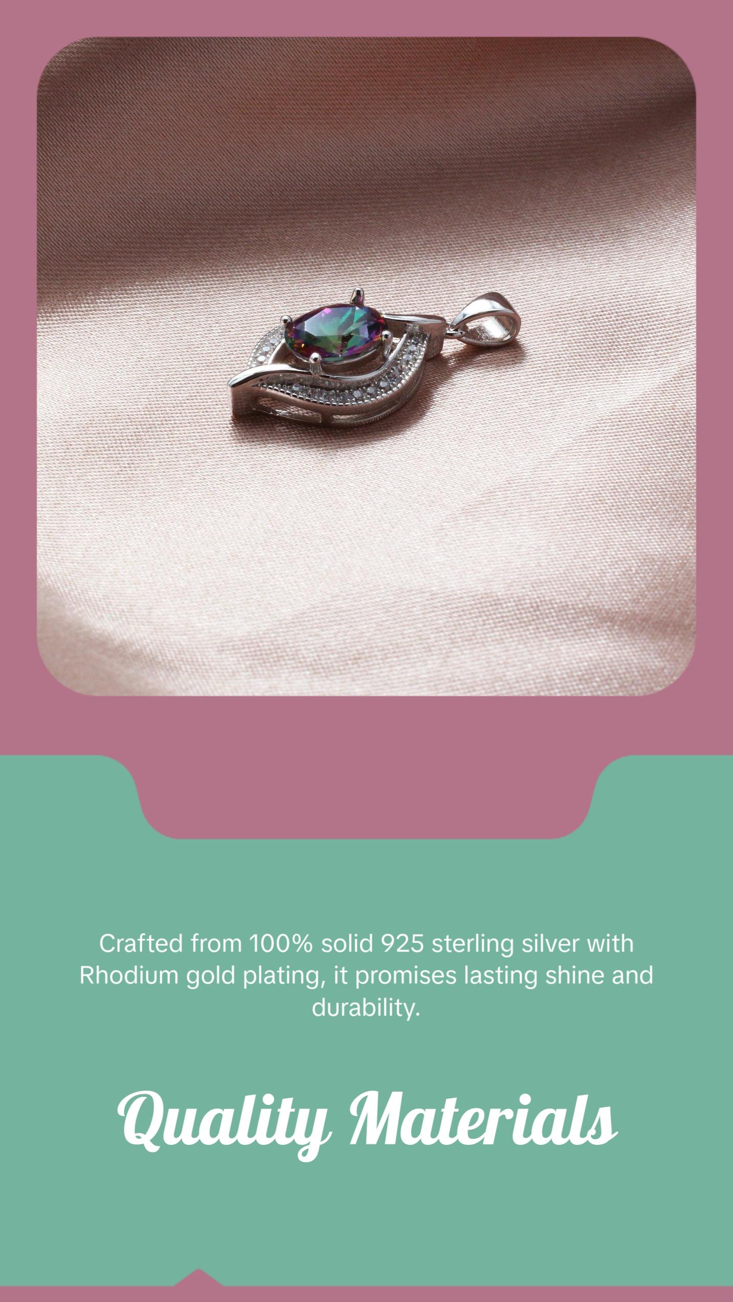 925 Sterling Silver Mystic Topaz Pendant Necklace