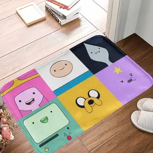 Adventure Time Colorful Cartoon Characters Pattern Rug  Abstract Minimalist Geometric Print  Soft Non Slip Washable Floor Mat  Perfect for Living Room  Bedroom  Office  Dorm Decor  Housewarming Gift  and Cozy Home Spaces