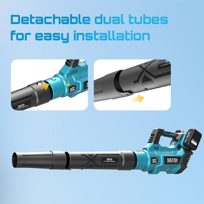 SEESII 40V Cordless Leaf Blower with 680CFM/210MPH Brushless Motor, 2x 4000mAh Batteries & 2 Chargers, Variable Speed & Turbo Button for Lawn Care & Debris Removal