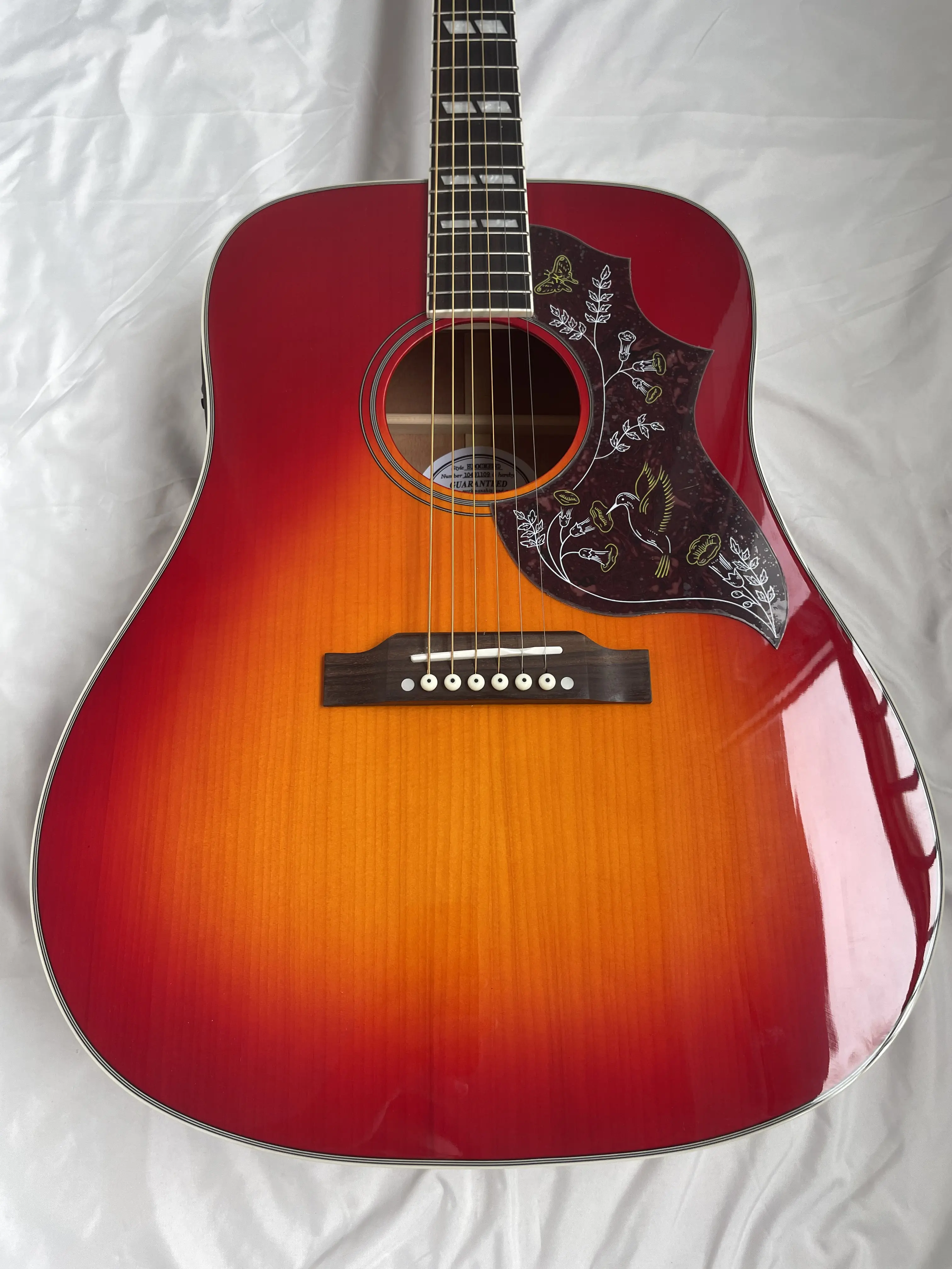 6-String Acoustic-Electric Classical Guitar, 41" Size, Yellow Spruce Body, Red Rim, Rosewood Fingerboard with Dove Pattern, Brand New