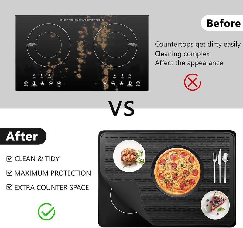 【TikTok Top Seller】Heat Resistant Silicone Stove Cover Mat & Utensils Non-slip Protector 2026 Kitchen Gadgets Mother's Day Gifts Black Tableware Coasters Lightweight Waterproof Halloween