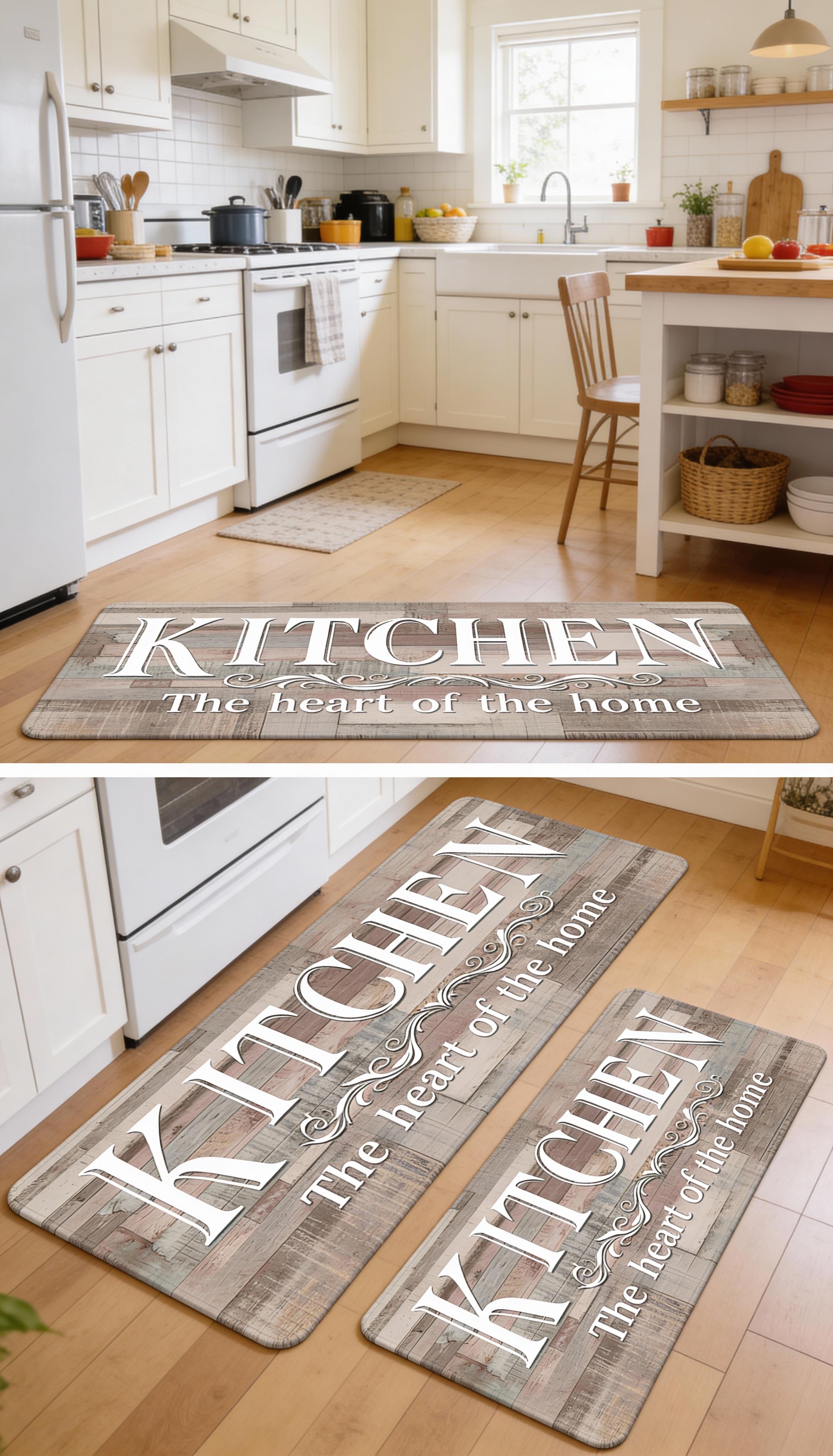 Premium Non-Slip Kitchen Mat Thick Non-woven Fabric Sponge Padding Durable Floor Mat Easy Clean Hand Wash for Home Entrance Laundry Bathroom Hallway Living Room 1 pc Home Decor Area Mat