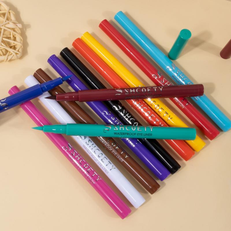 SUGARTY Colorful Liquid Eyeliner 12pcs Set Long Lasting Easy Application Professional Daily Makeup Accessories Cosmetic