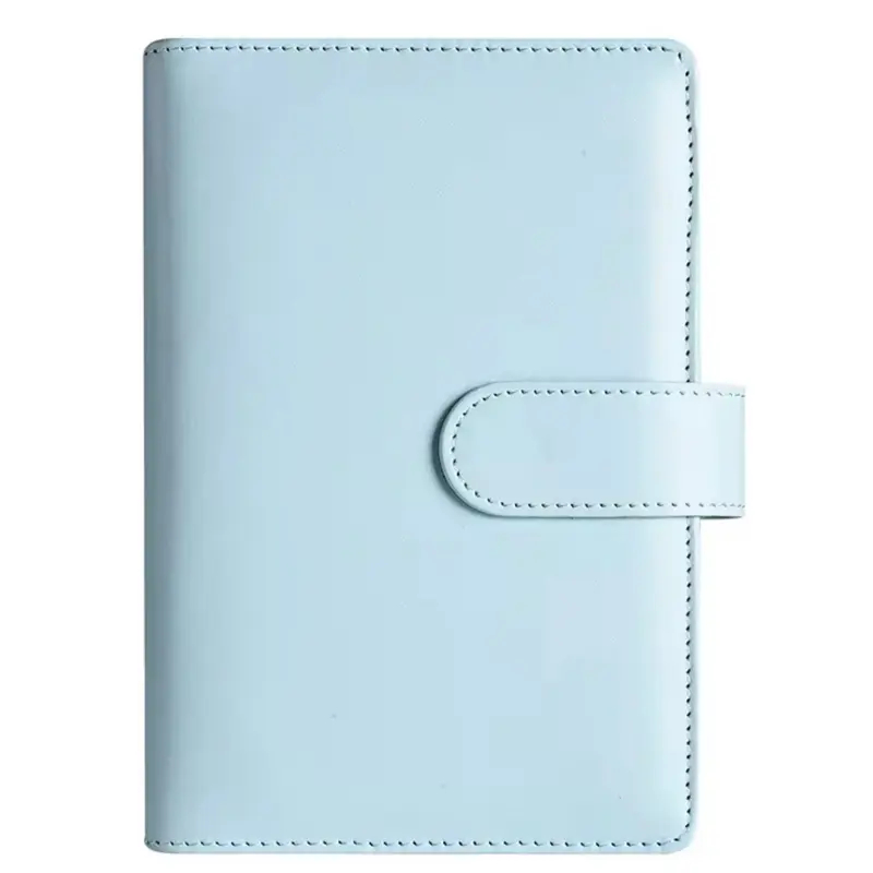 A6 Ring Budget Binder with Folders and Inserts - Light Blue Leatherette Cover