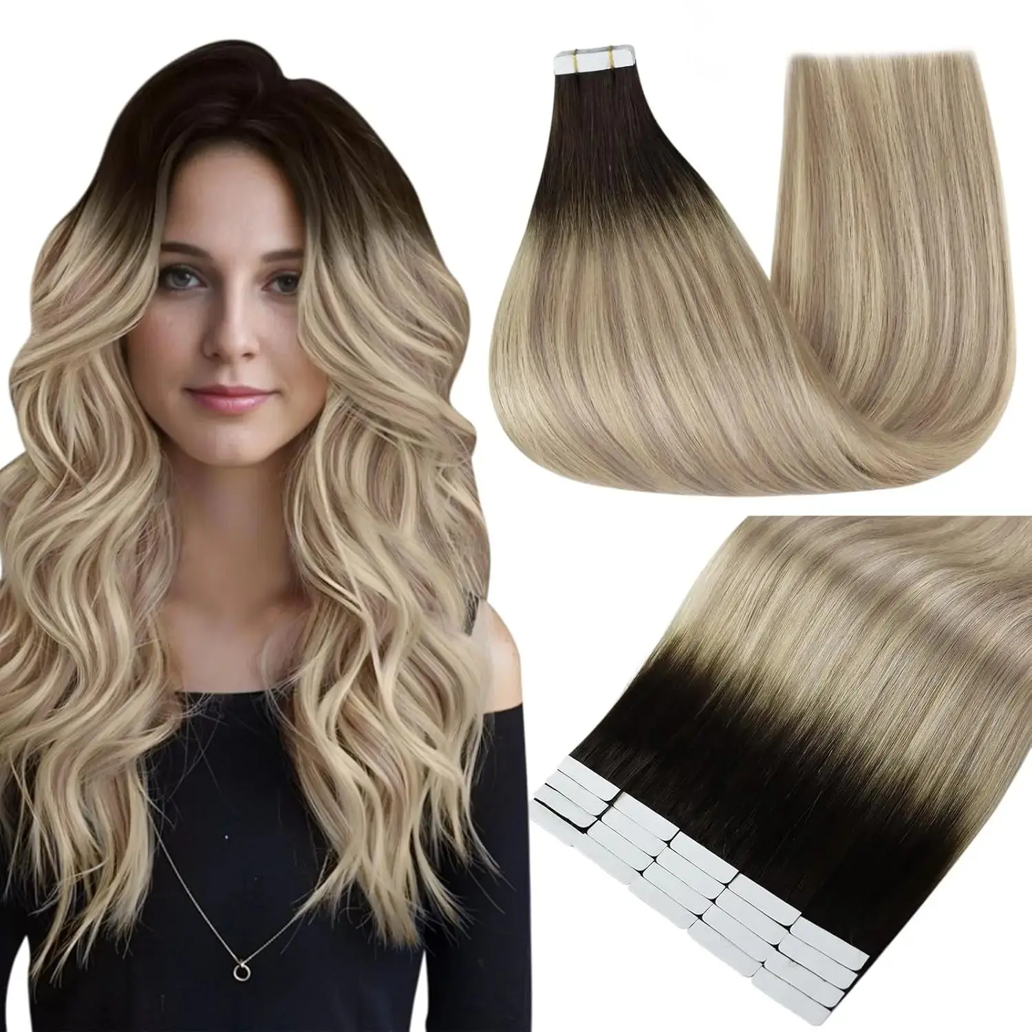 #2/18P60 Dark Brown Ombre Ash Blonde and Blonde