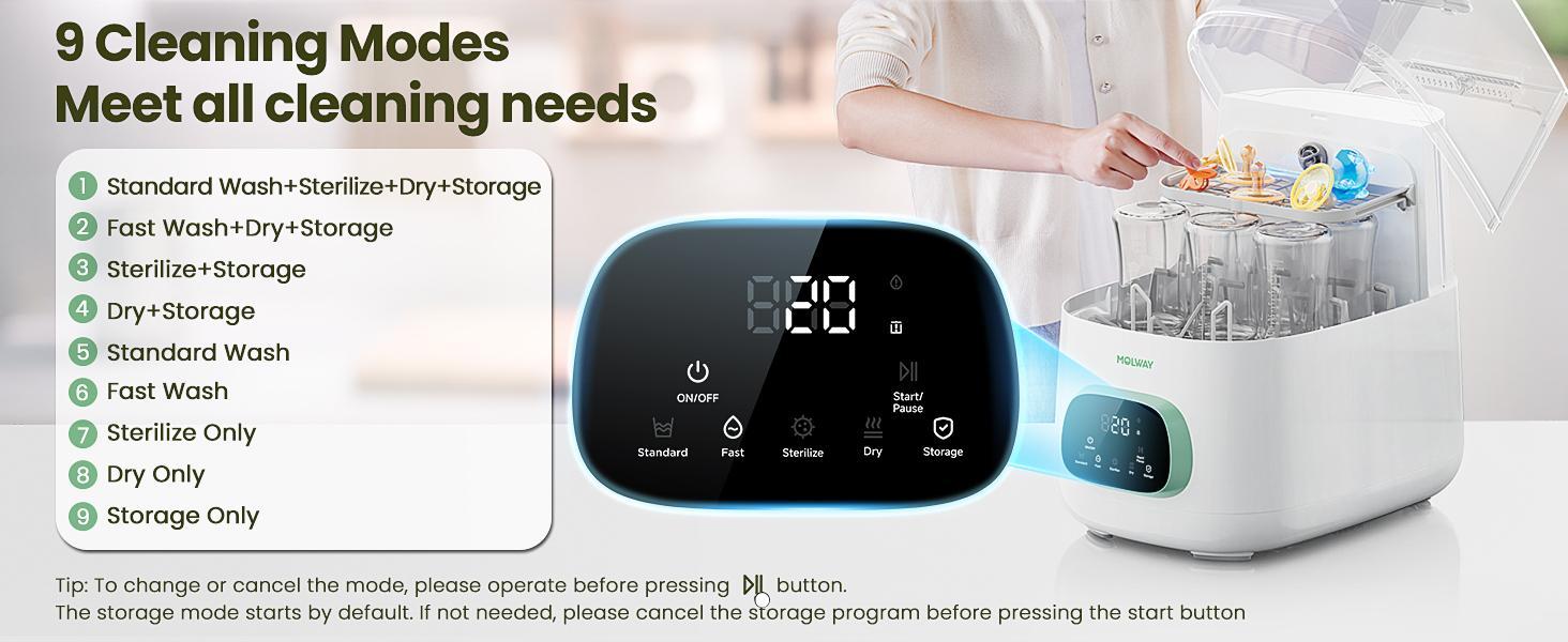 Baby Bottle Washer,Sterilizer And Dryer,Effortless All-in-One Cleaning Machine,Large Capacity for Bottles,Pump Parts & Baby Essentials, Free Your Hands And Save Time