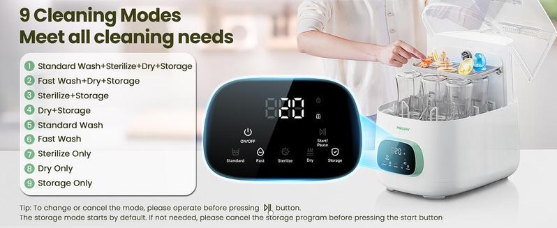 Baby Bottle Washer,Sterilizer And Dryer,Effortless All-in-One Cleaning Machine,Large Capacity for Bottles,Pump Parts & Baby Essentials, Free Your Hands And Save Time