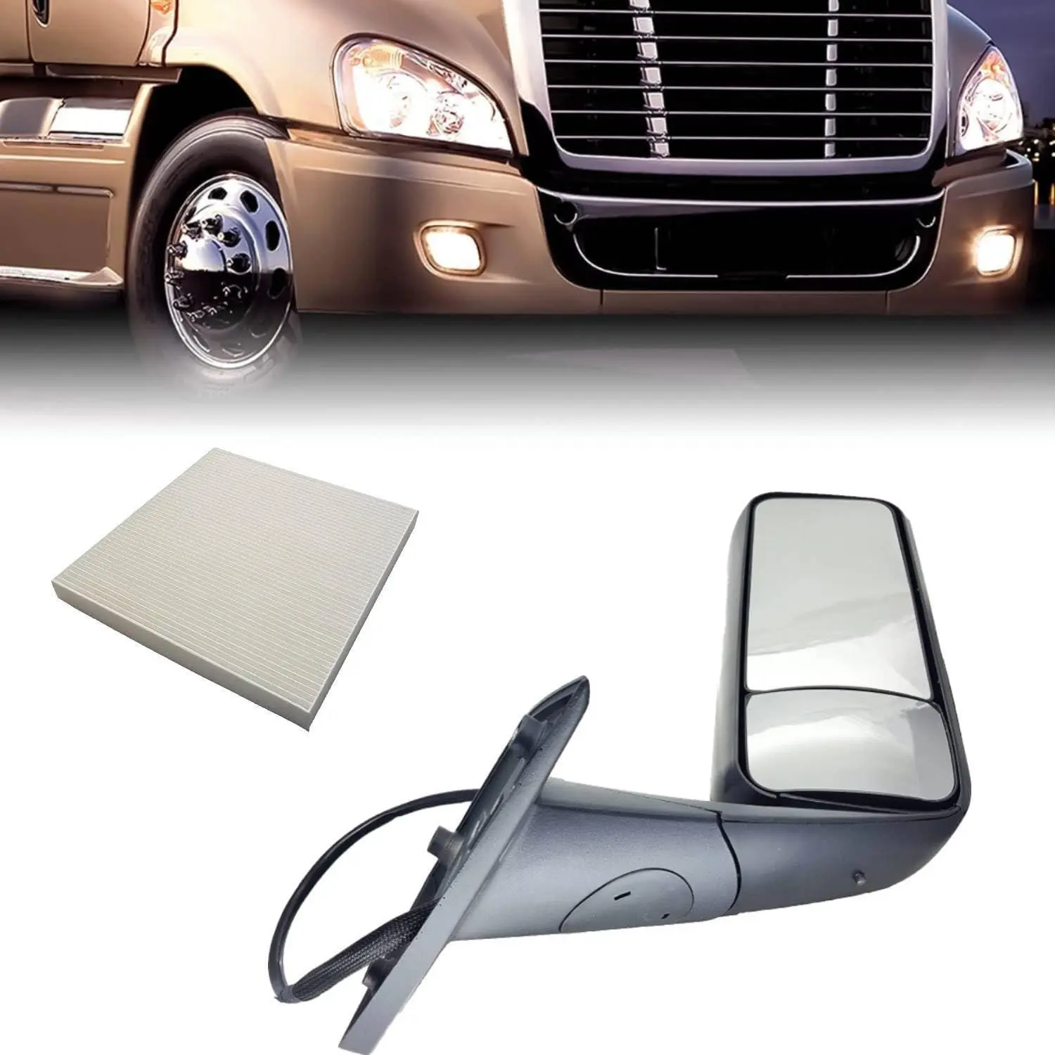 TORQUE Automotive Power Adjust Door Mirror & Cabin Air Filter Replacement Kit, Car Accessories for Vehicle/Car, for 2018-2023 Freightliner Cascadia Semi Trucks Passenger Right Side RHD (TR438-R, TR552), Accessories For Car