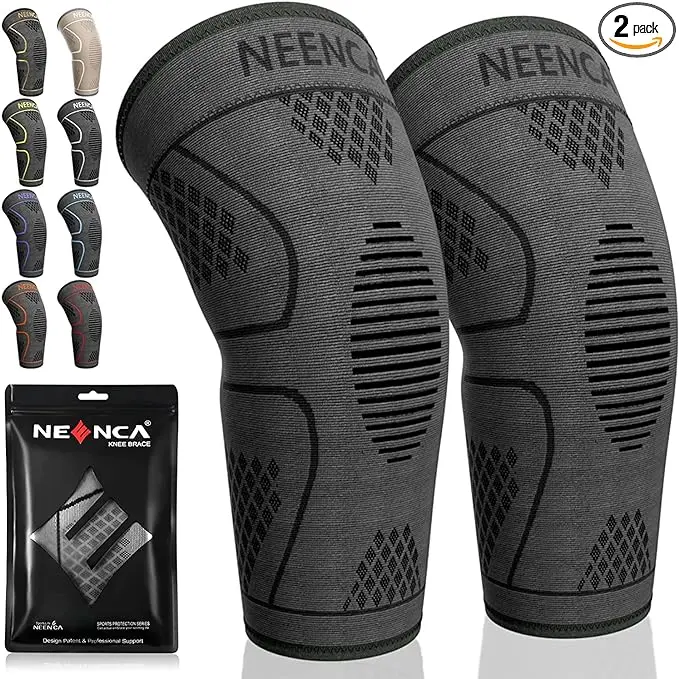 [NEENCA] Knee Braces for Knee Pain Women & Men -2 Pack Knee Sleeves for Knee Pain Set, Knee Brace Compression Sleeves, Knee Support for Sports, Running, Meniscus Tear, ACL, PCL, Arthritis Pain Relief,camping essentials