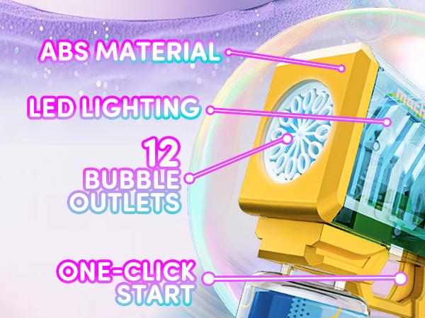 Bubble Machine 2 Pack with Colorful Lights, Automatic Bubble Maker Machine, 12-Hole Bubbles Wands Blaster for Toddlers, Summer Toys, Kids Gifts, Holiday, GiftsSlapable