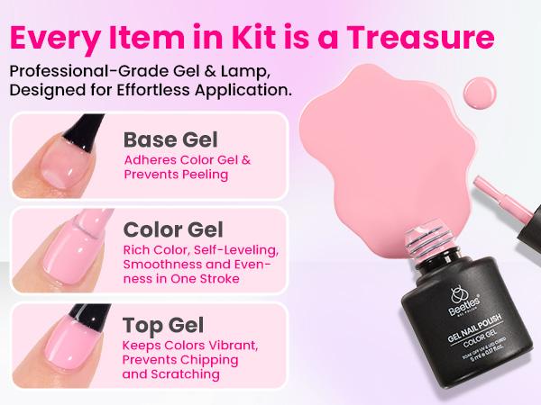 Beetles Gel Nail Polish Kit with U V Light Gel Polish Nail Set with Diamond Decorations & Nail Art Stickers and Manicure Tools Soak Off All Season Gel Nail Kit Cutics DIY Gift for Women Salon Glossy