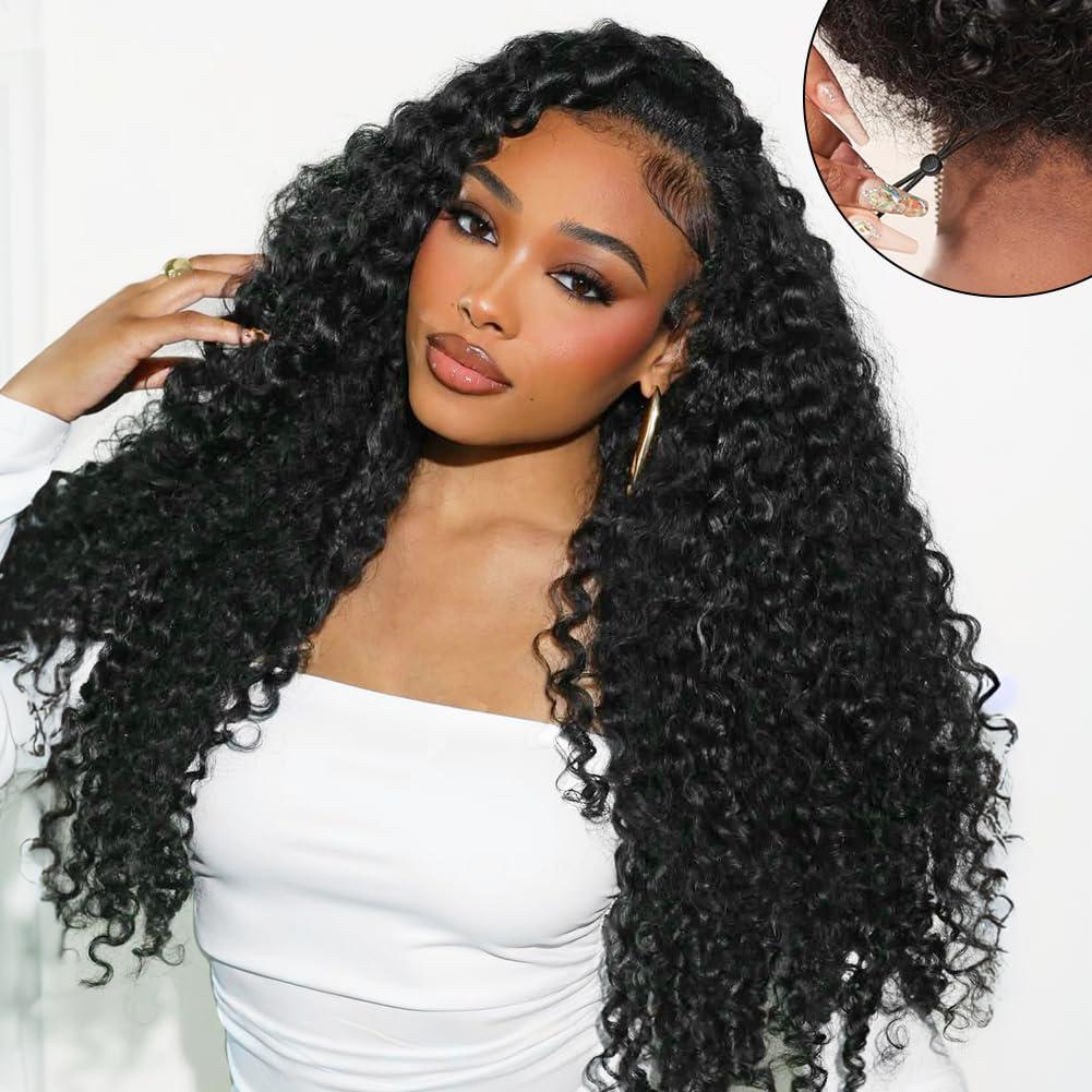 Bling Hair 13x6 13x4 Deep Wave Lace Front Wigs Human Hair 180% Density Deep Wave Frontal Wigs Glueless Wig Human Hair HD Lace Curly Wigs for Black Women Pre Plucked with Baby Hair Curly Lace Front Wig