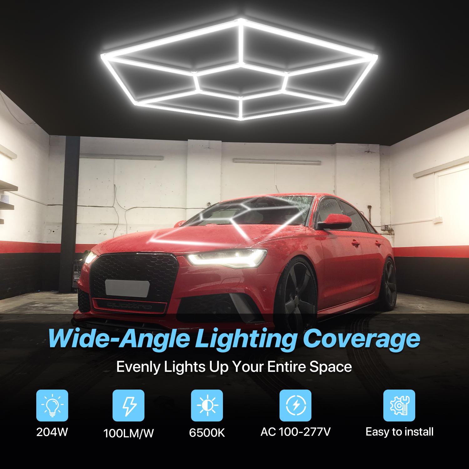 HYPERLITE Hexagon Light Honeycomb Light LED Ceiling Light, 130–204W 13,000–20,400LM 6500K Bright White, Car Detailing Garages, Garage Light, Workshops, Basements, Gyms, Studios, Barber Shops, Game Rooms, LED Wall Decorative Lighting, SpringGlowUp HYPERLITE Hexagon Light Honeycomb Light LED Ceiling Light, 130–204W 13,000–20,400LM 6500K Bright White, Car Detailing Garages, Garage Light, Workshops, Basements, Gyms, Studios, Barber Shops, Game Rooms, LED Wall Decorative Lighting, SpringGlowUp