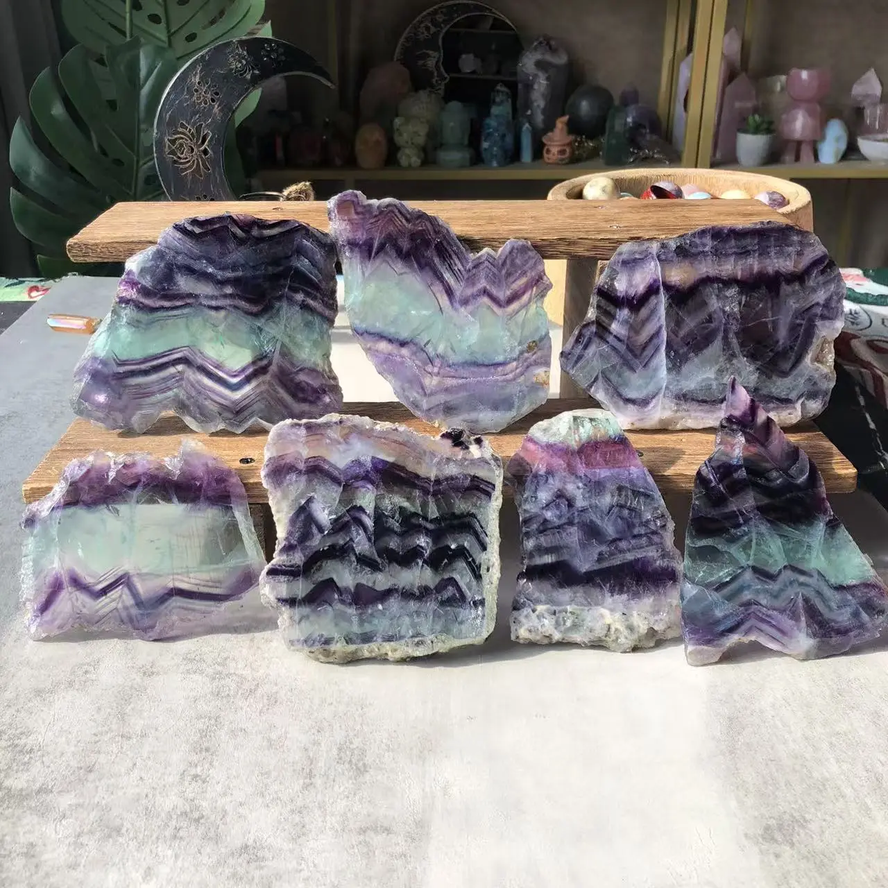 Natural Crystal Rainbow Flourite Slice Collection