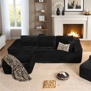 Sectional L Shaped Couch,105" Assembly Free Modern Minimalist Sofa,Extra Deep Large Corner Sofa Couch Set in A Box for Living Room