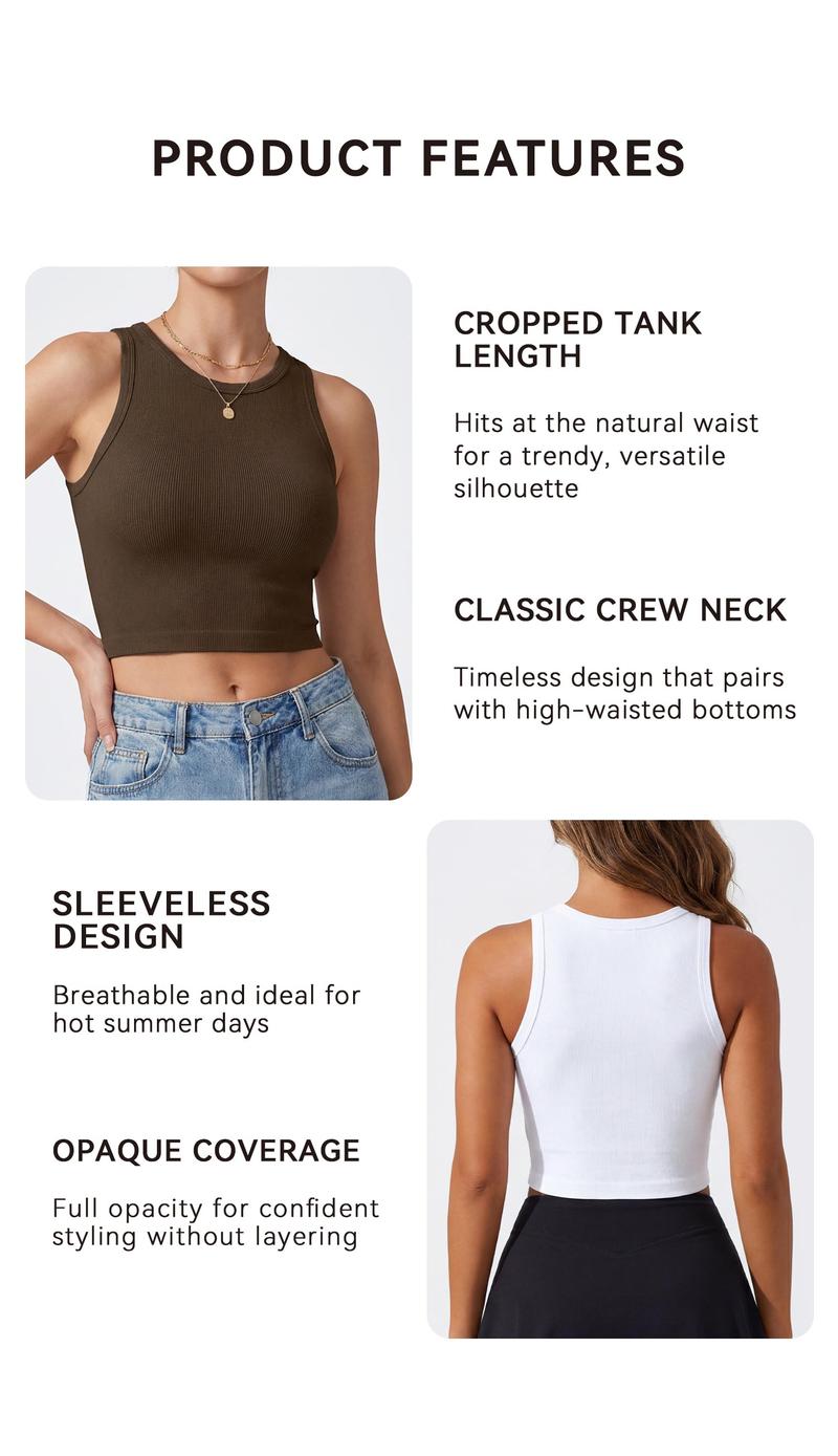 OYV Women Seamless One Piece Stretchy Ribbed Crop Tank Top OYV Women Seamless One Piece Stretchy Ribbed Crop Tank Top