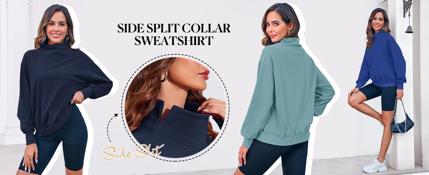 FISOEW Women's Oversized Turtleneck Sweatshirt Long Sleeve Pullover Tops Casual Basic Hoodie for Fall Outfits Cotton Cute compression shirts men thermal long sleeve workout tops oversized gym shirts