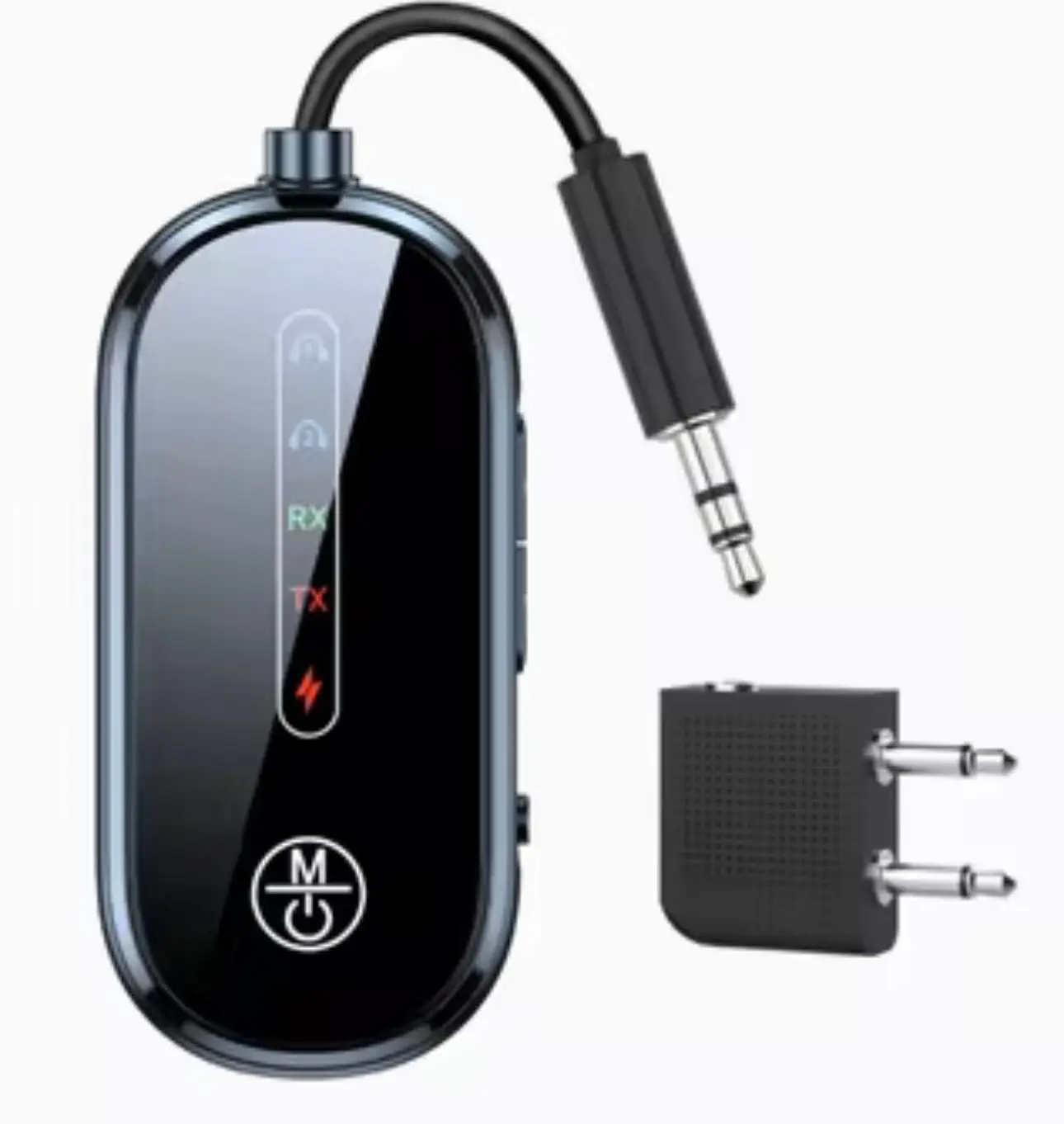 Airplane Bluetooth Transmitter.  Use your own headphones on the plane.