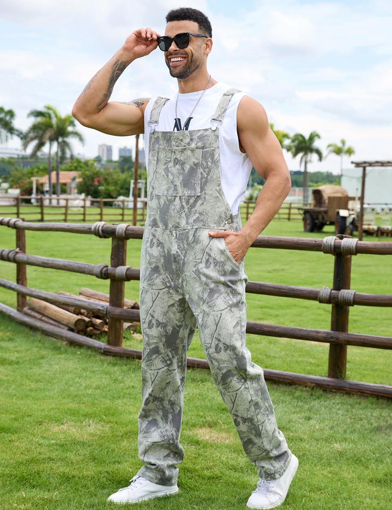 Yuanbang Men's Loose Pattern Adjustable Stretchy Overalls Fashion Camo Pattern Denim Bibs Coveralls Pockets Jumpsuit with Zipper Fall Winter Menswear Camouflage Redneck Party Outfit Yuanbang Men's Loose Pattern Adjustable Stretchy Overalls Fashion Camo Pattern Denim Bibs Coveralls Pockets Jumpsuit with Zipper Fall Winter Menswear Camouflage Redneck Party Outfit